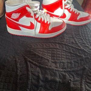 Jordan Red and White Athletic Shoes